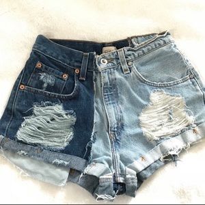 LF FURST OF A KIND TWO TONE DENIM SHORTS